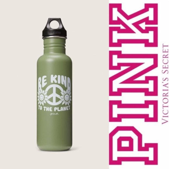 Victoria's Secret PINK | Army Green Water Bottle "Be Kind to the Planet" - Picture 1 of 11